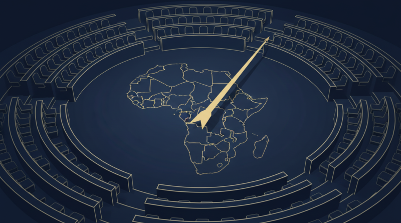 Illustration d'un hémicycle parlementaire et d'une carte du Sahel, symbolisant le vote algérien sur l'envoi de troupes au Niger