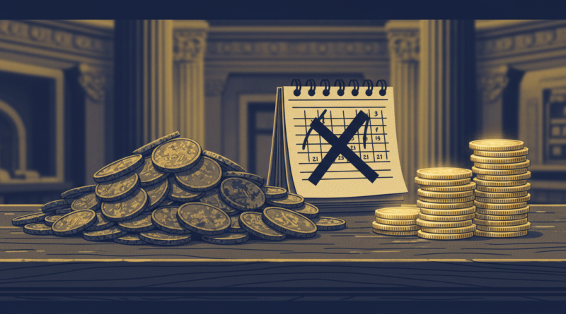 Illustration éditoriale d'anciennes pièces de monnaie usées à côté de pièces neuves, symbole de la démonétisation en zone CEMAC
