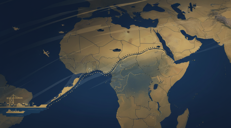 Illustration éditoriale de la frontière tendue entre l'Éthiopie et l'Érythrée, avec la mer Rouge en arrière-plan