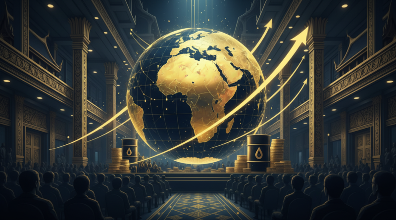 Illustration éditoriale d'une conférence économique internationale à Bangkok avec l'Afrique mise en évidence sur un globe