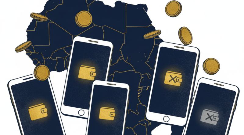 Illustration de téléphones mobiles allumés et éteints, symbole des comptes de monnaie électronique actifs et inactifs dans l'UEMOA