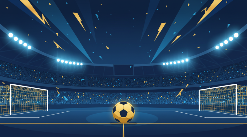 Illustration d'un stade de football illuminé de nuit, évoquant les matchs de Ligue des champions CAF